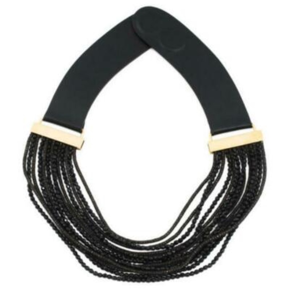 FAIRCHILD BALDWIN BLACKLEATHER COLLAR NECKLACE - Picture 1 of 2